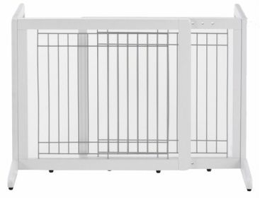 White Freestanding Pet Gate - Cool Breeze, Easy Step-Over