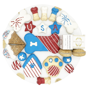 USA-Themed Dog Treats Gift Box: Celebrate in Red, White, and Blue