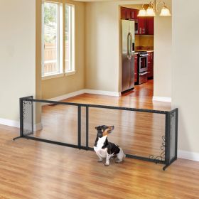 Antique Bronze Metal Pet Gate: Secure & Stylish Freestanding Design