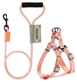 Durable Nylon Dog Harness and Leash - Comfortable Grip, and Accented Design (Color: Pink, size: medium)