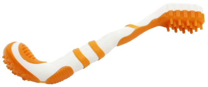 Dog Toothbrush Toy for Dental Care, Plaque Removal, & Teething (Color: Orange)