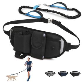 Hands-Free Dog Leash with Waist Bag - Reflective With Car Seatbelt Buckle (Color: Black, Leash: 1 dog)