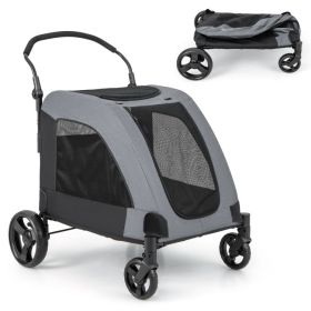 Extra Large Dog Stroller - Spacious and Comfortable Pet Carrier (Color: Gray)